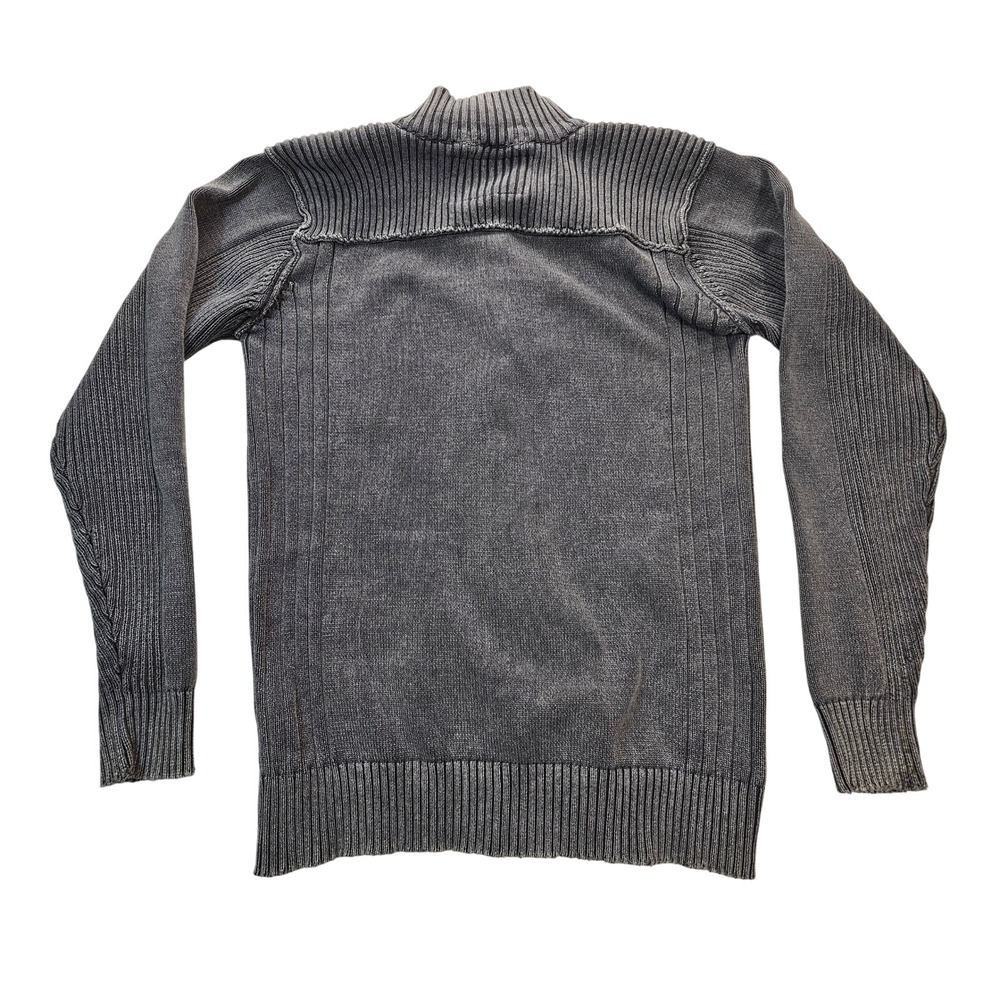 BKE Athletic Mens Full Zip Ribbed Knit Sweater Charcoal Gray Mock Neck L - Picture 2 of 16